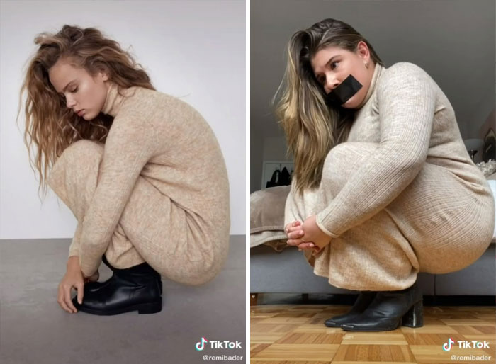 Esta mujer recrea las poses que realizan las modelos de Zara para demostrar lo ridículas que son