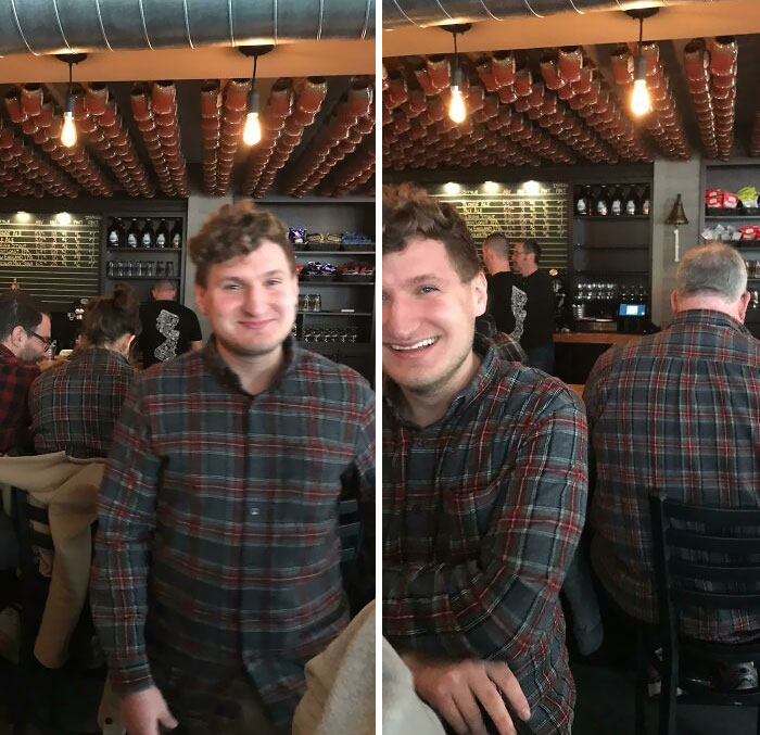 Esta chica del bar llevaba la misma camisa que mi amigo. Una hora después se fue y entró otro hombre con la misma camisa