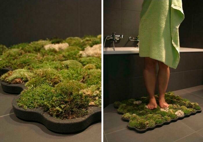 Es un felpudo de musgo suave que crece con las gotas de agua que dejas al salir de la ducha