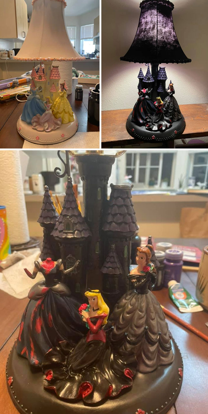 Cajero de Goodwill: "Sabes que a Cenicienta le falta la cabeza, ¿verdad?" Yo: "¡Sí! ¡Y una mano!" *Paga felizmente 1,99 dólares y se va a casa a completar un proyecto de arte macabro*
