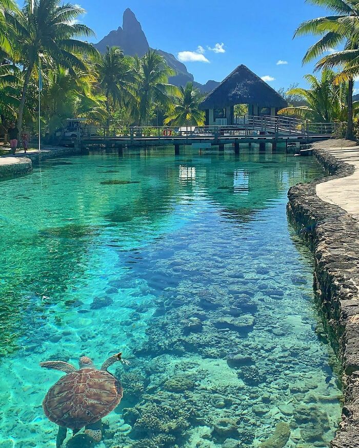 Vista tropical de Bora Bora