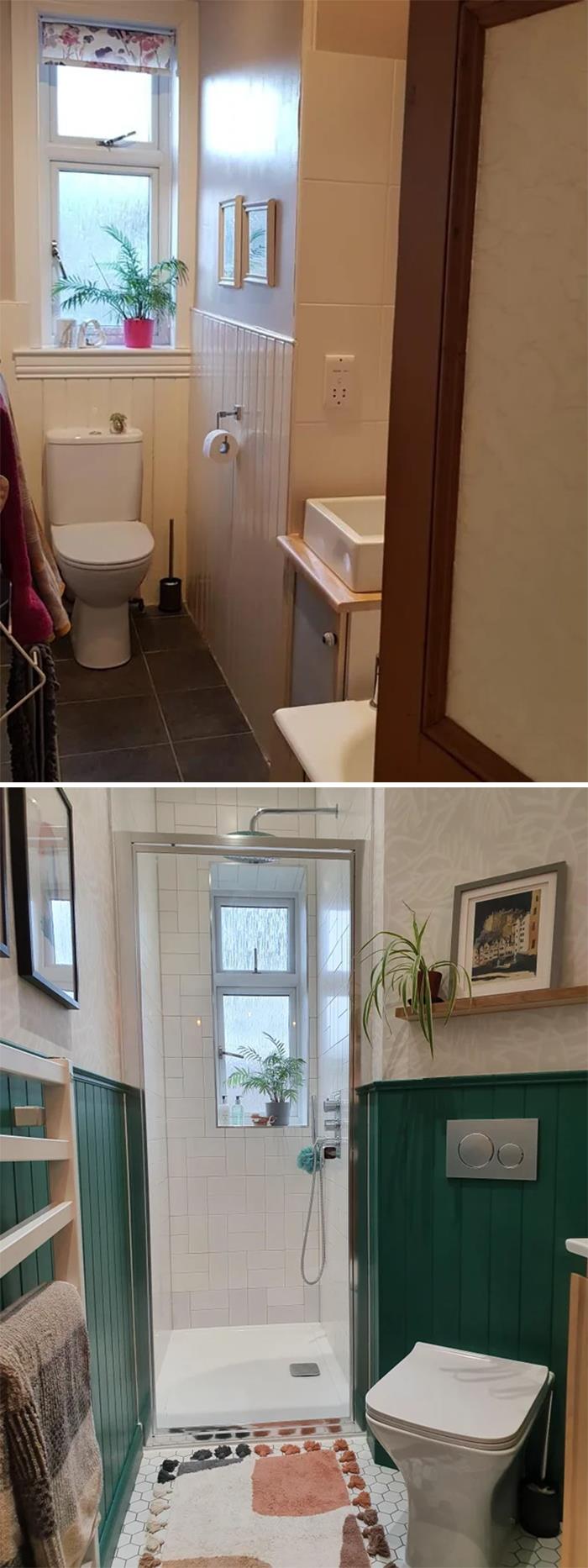 Antes y después de la renovación del baño de mi pequeño apartamento escocés