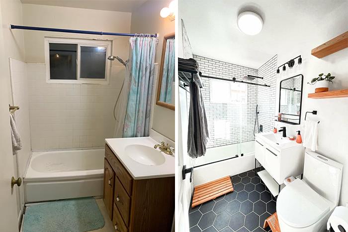 Los hexágonos son lo mejor. Remodelación de baños en San José, California