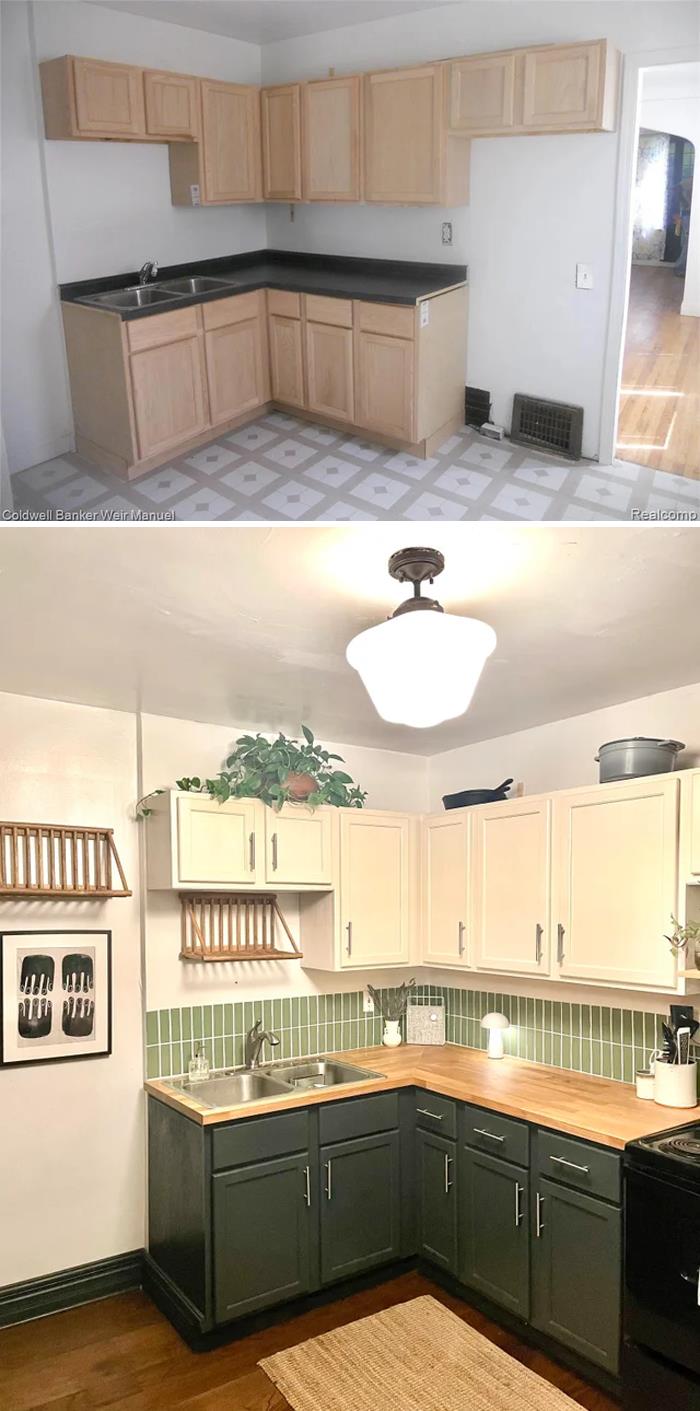 Un antes y un después de una encimera de hombre pobre - Hecho mientras estaba atrapado en casa. Detroit, Michigan