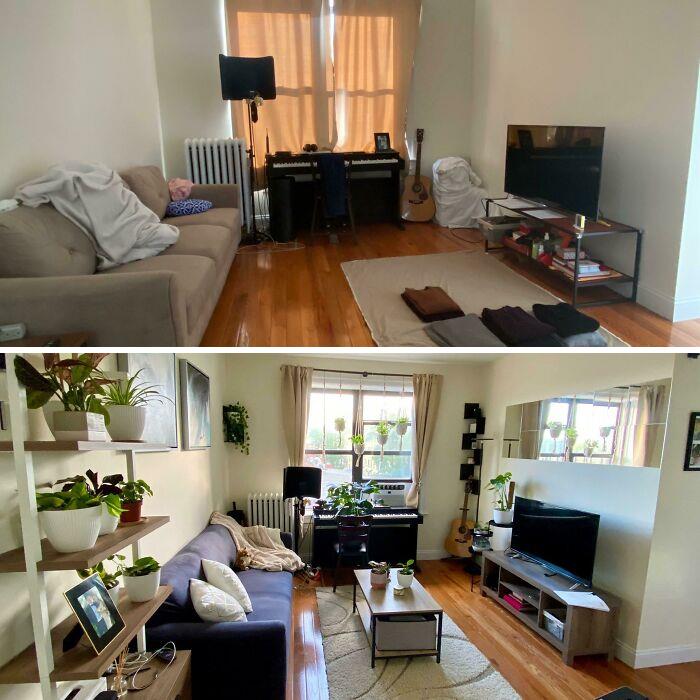 De febrero de 2020 a julio de 2020. ¡Quería hacer mi apartamento de 200 metros cuadrados un lugar que realmente puede sentirse cómodo durante la cuarentena! (Disculpen por la ropa sucia sobre el suelo) - Astoria, Nueva York