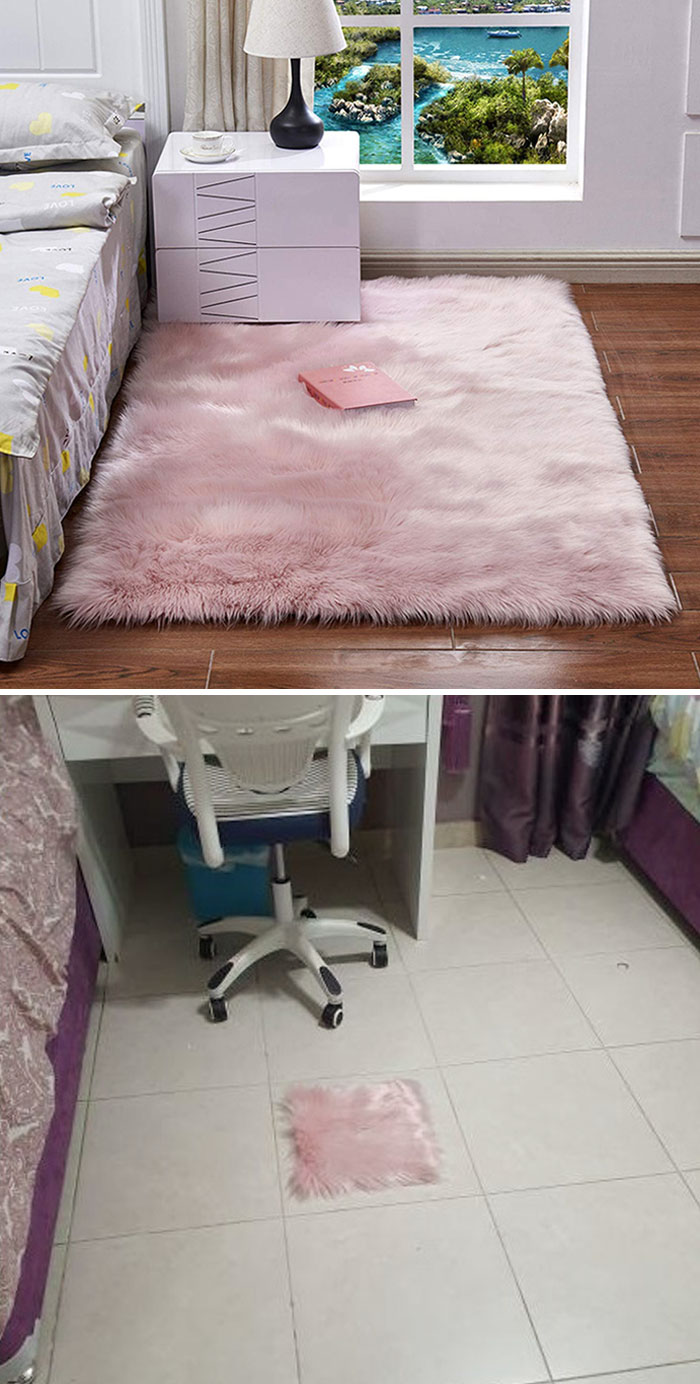 Mi amiga pidió esta alfombra por Internet. En su lugar, recibió esto, sea lo que sea