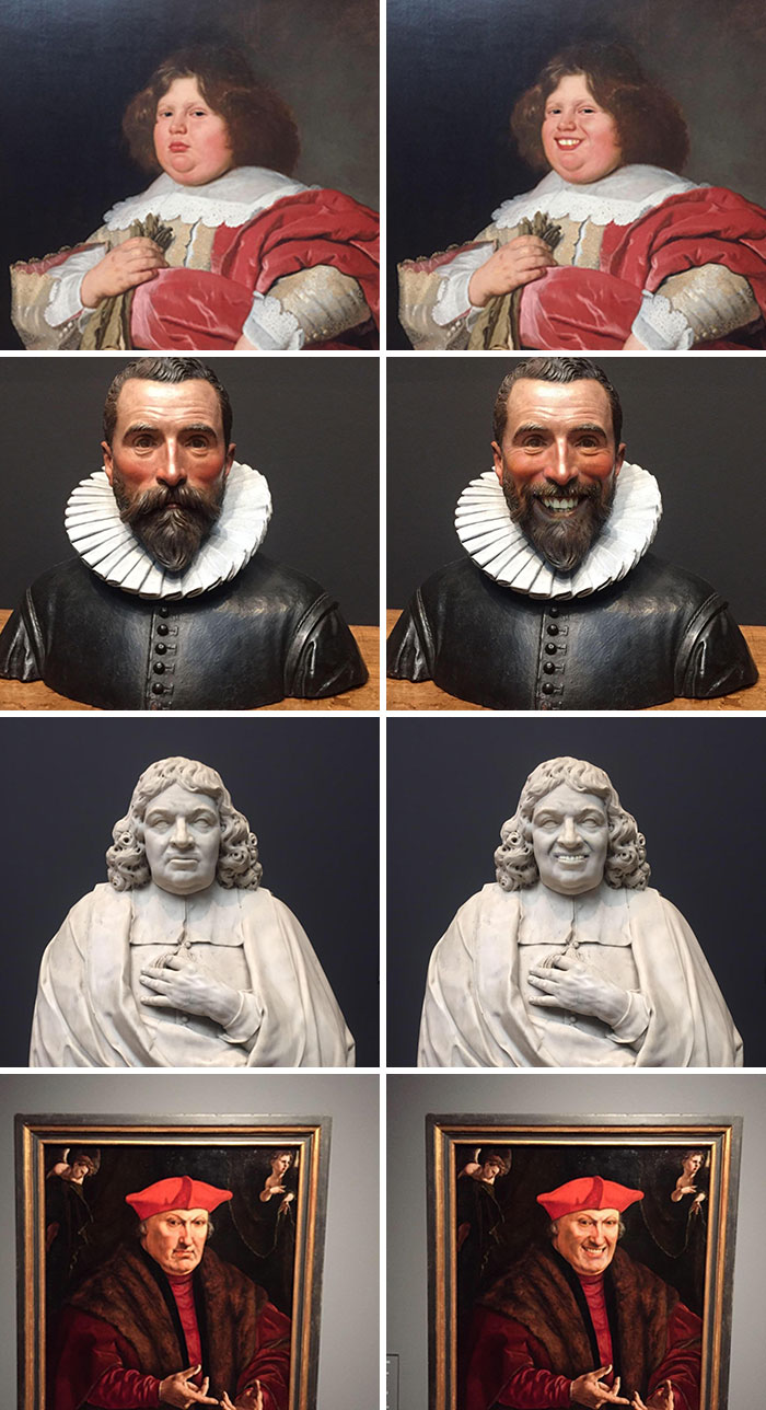 Fui al museo dispuesto a alegrar los rostros sombríos de las obras de arte, usando Faceapp