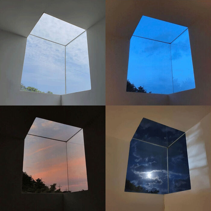 Ventana cúbica en diferentes momentos del día 