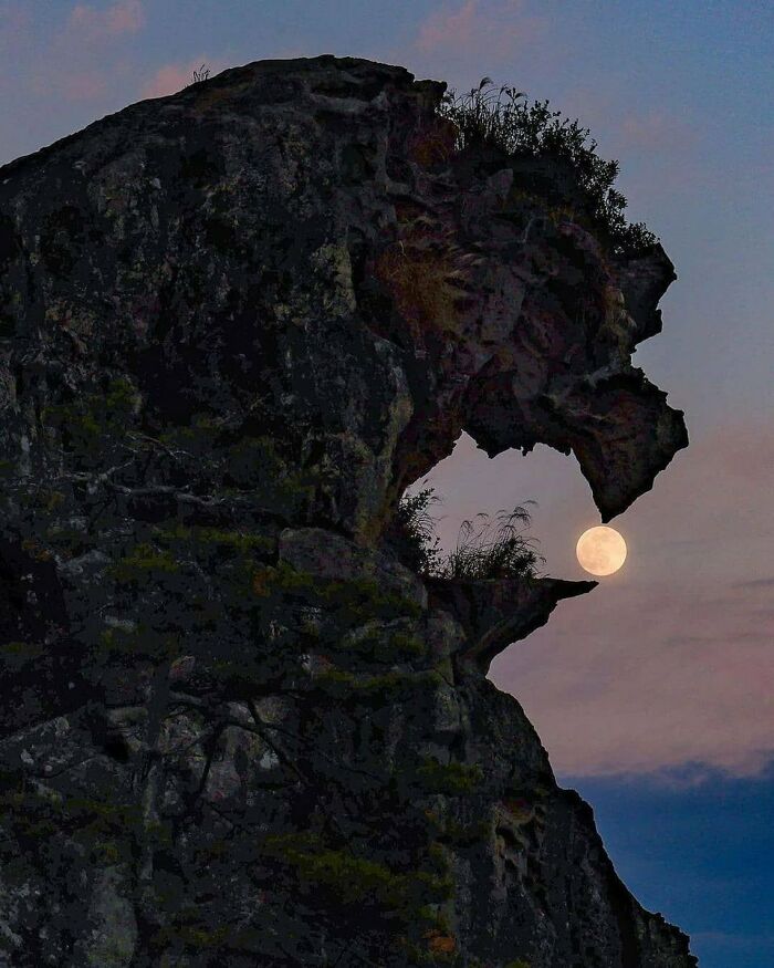 Una foto de la luna captada en el momento justo en la prefectura de Mie, Japón 