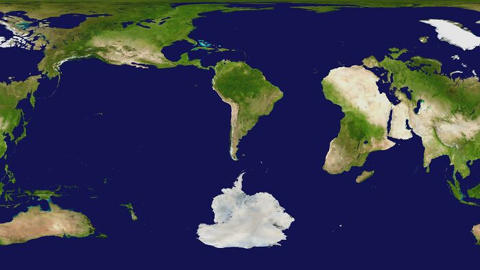 Mapa del mundo centrado en Buenos Aires, Argentina