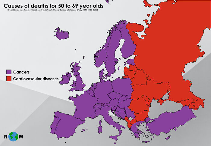 Causas más frecuentes de muerte de personas entre 50 y 69 años: Cáncer vs enfermedades cardiovasculares