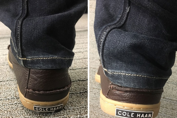 Mis zapatos tienen un pequeño resalto para evitar que los pantalones toquen el suelo