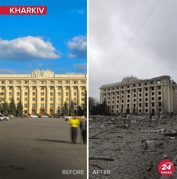 'Before And After': 20 Devastating Images From Ukraine That Show How Quickly The War Destroys Everything