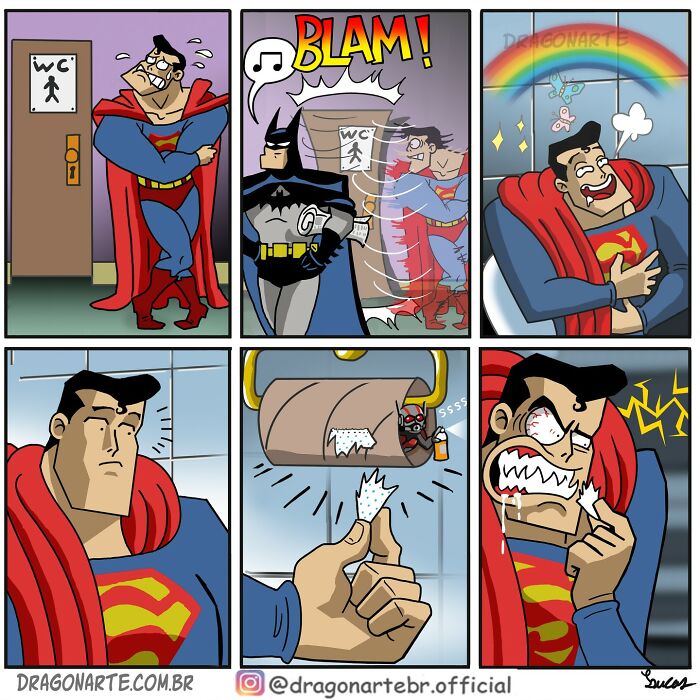 Artist Illustrates 34 Funny Situations Superheroes Face When No One's Watching (New Pics)