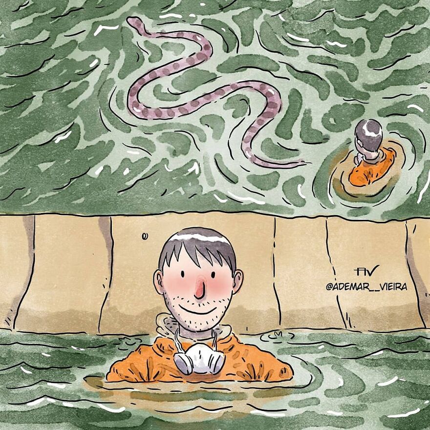Un artista brasileño crea cómics desgarradores sin usar una sola palabra (7 nuevas historietas)