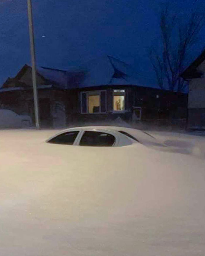 Este fin de semana tuvimos una pequeña tormenta de nieve en Saskatchewan