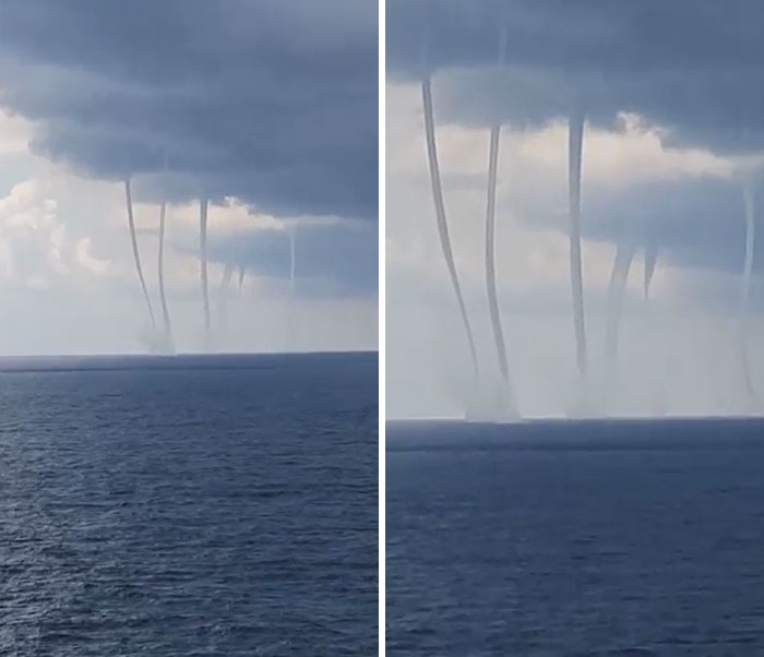 Esto parece una escena de una película. Seis trombas de agua simultáneamente en el Golfo de México