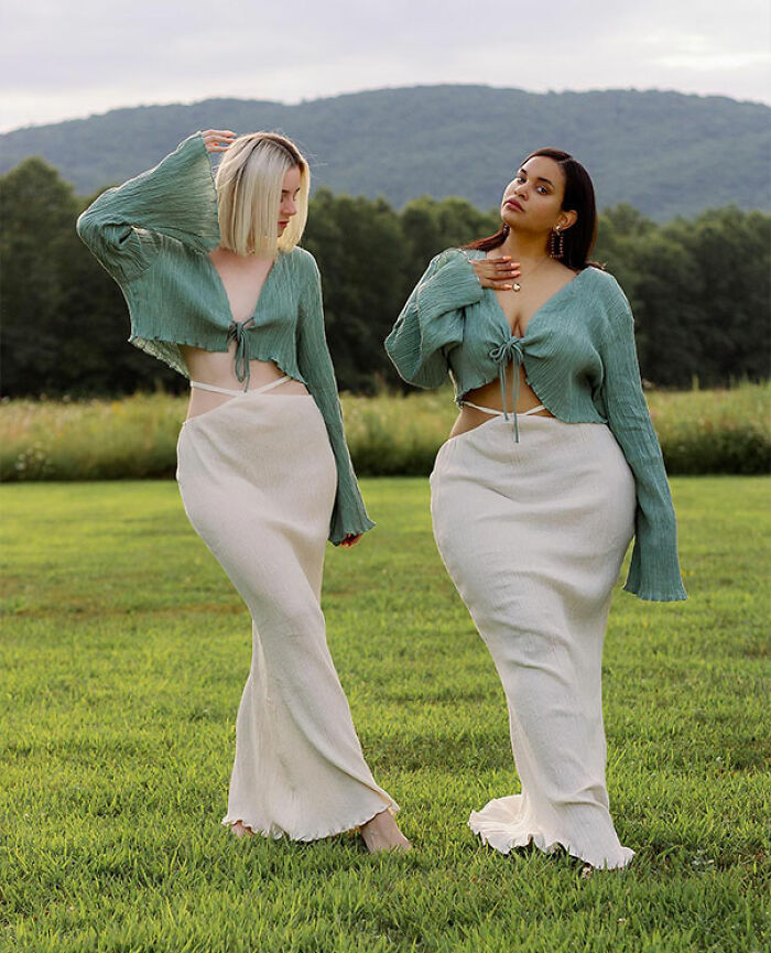 "Style Not Size": Two Friends Show How The Same Outfit Looks On Their Different Body Sizes (30 New Pics)