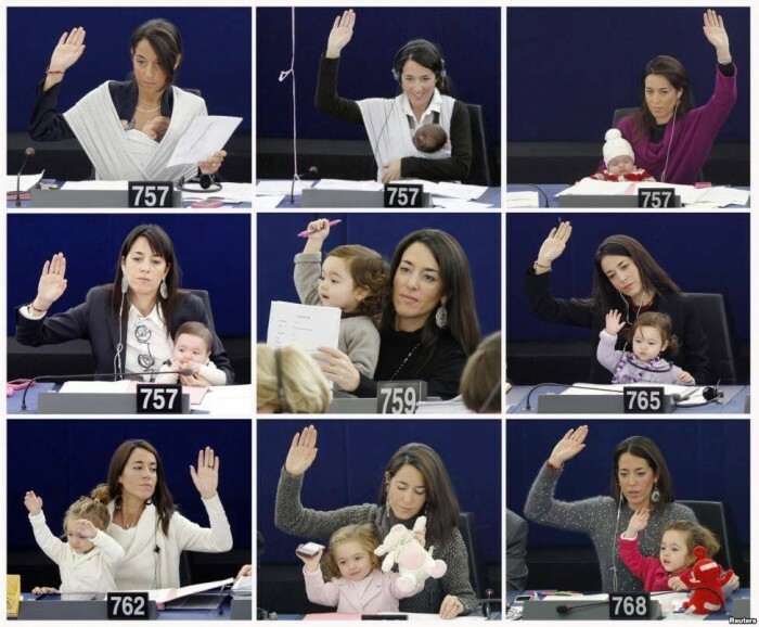 Licia Ronzulli, diputada del Parlamento Europeo, lleva a su hija Vittoria a las sesiones del Parlamento desde que la niña tenía poco más de un mes