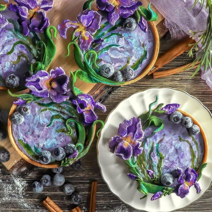 Tartaletas de canela y moras, inspiradas en el cuadro de Monet