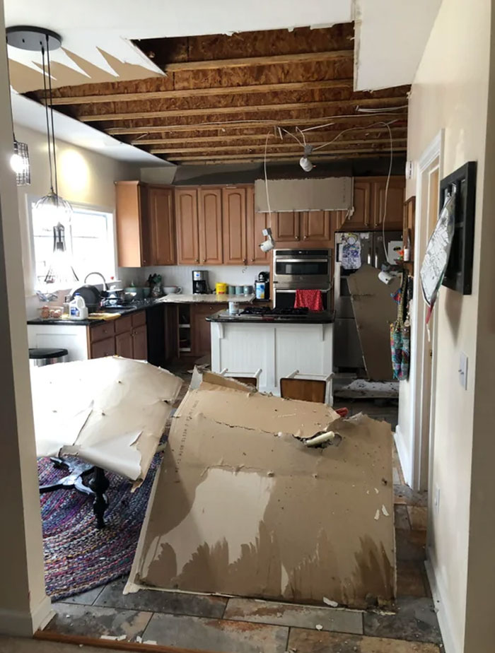 Dejamos nuestra casa totalmente normal para hacer recados. Volvimos una hora y media más tarde para encontrarnos con esto