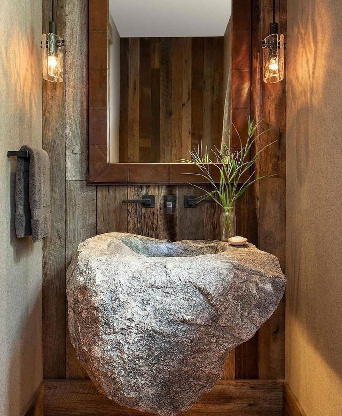 Lavabo hecho de piedra