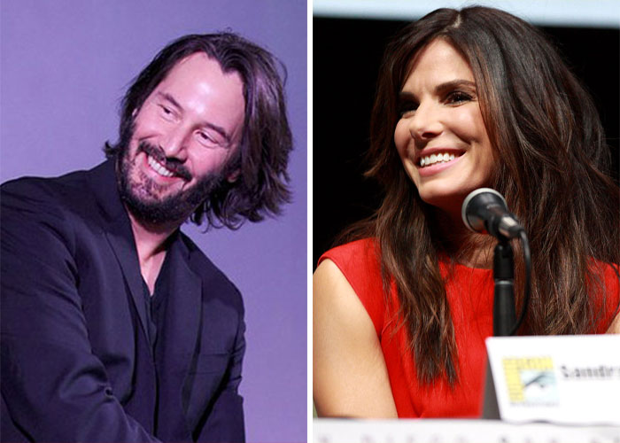 Keanu Reeves visitó a Sandra Bullock por sorpresa y le llevó champán y trufas, porque ella mencionó que jamás los había probado