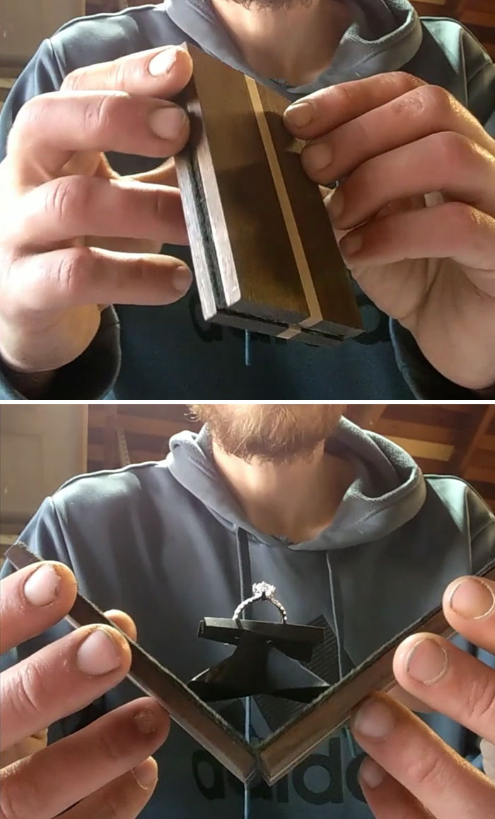 ¡Ella dijo que sí! Caja de anillos de compromiso desplegable