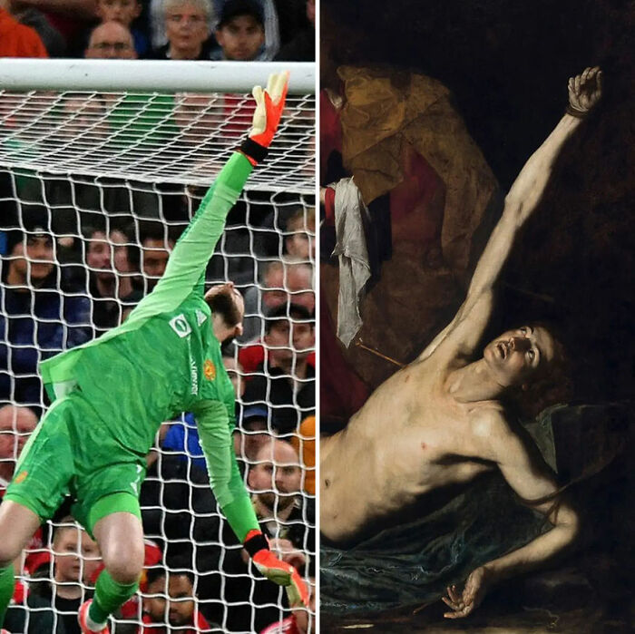 Instagram Account Compares Art With Sports Moments, And People Find It Funnily Accurate (30 Pics)
