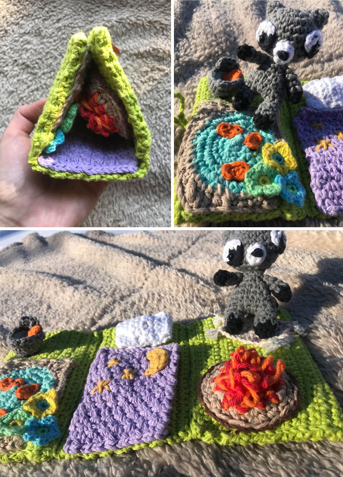¡¡¡Quería compartir mi tienda de campaña que se convierte en un picnic para el Sr. Mapache!!!