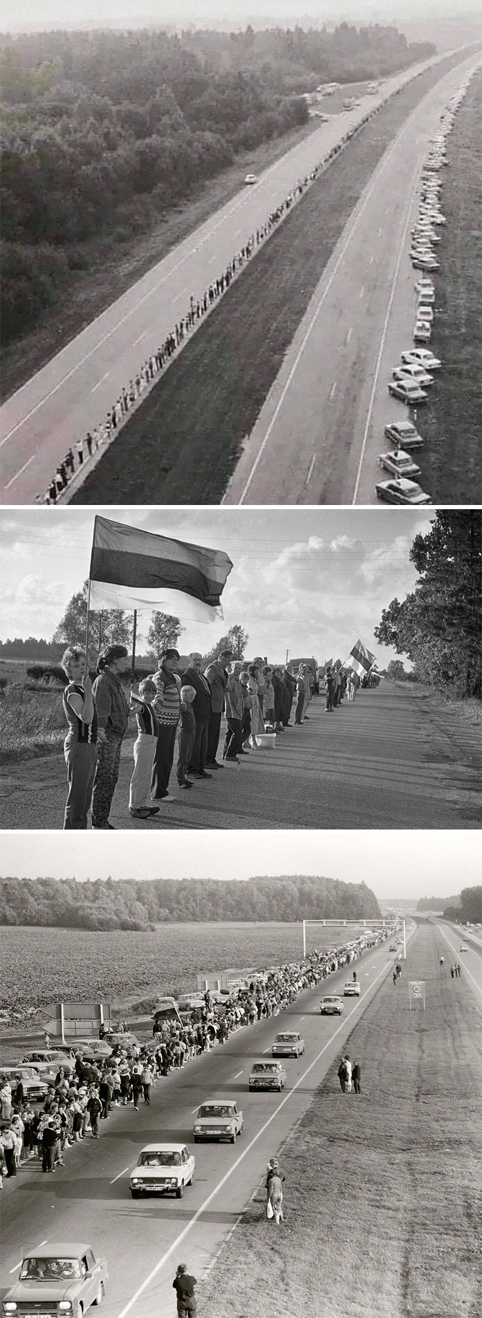 El 23 de agosto de 1989, unas 2 millones de personas de Letonia, Estonia y Lituania formaron una cadena humana que unió a los tres países para mostrar al mundo su deseo de escapar de la Unión Soviética y el comunismo, que solo producía sufrimiento y pobreza. Esta fuerza se extendió a lo largo de 600 km.