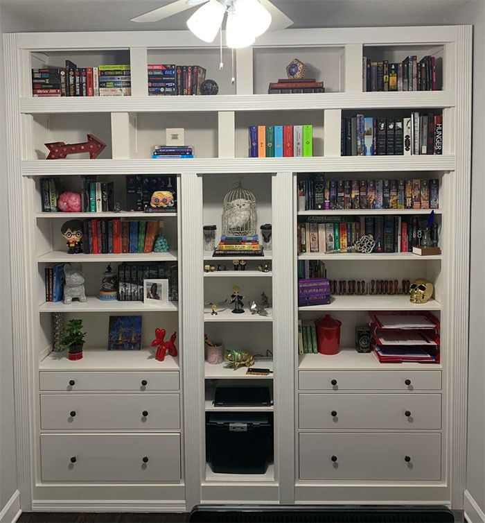 Truco para hacer una biblioteca Hamnes con cajones y estanterías