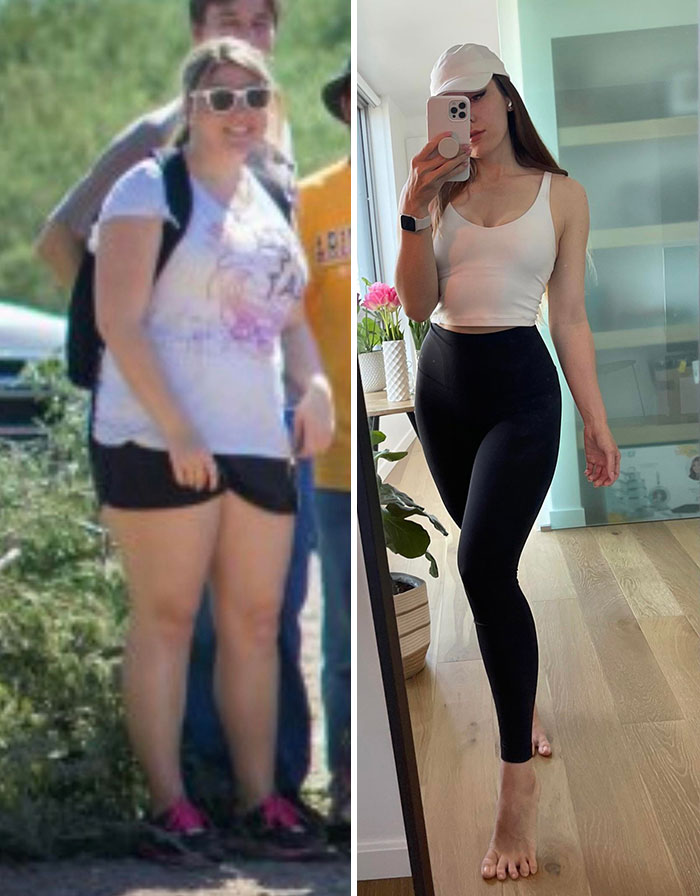 De 104 kilos a 67 kilos. Perdí 37 kilos. Me mantuve durante dos años. Me operaré para eliminar la piel suelta en dos meses como un regalo de 30 años para mí misma