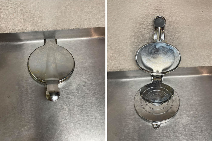 Encontrado enterrado en el armario de una cocina comercial. ¿Qué tengo? Unos 15 cm de diámetro