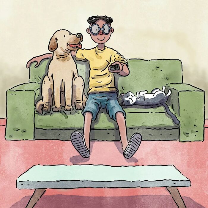 Este artista crea 3 emotivos cómics sobre la vida con un gato y un perro inspirados en sus experiencias personales