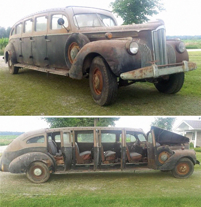 Autobús turístico de 8 puertas con techo abierto Packard 90, de 1941