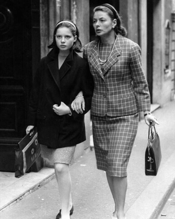 Ingrid Bergman con su hija Isabella en Roma, 1962