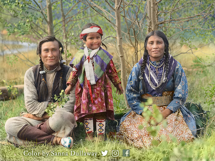 Samson Beaver, su esposa Leah, y su hija Frances Louise, en Canadá en el año 1907