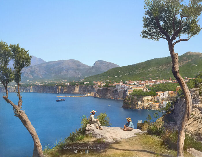 Sorrento, en la costa amalfitana, Italia en el año 1888