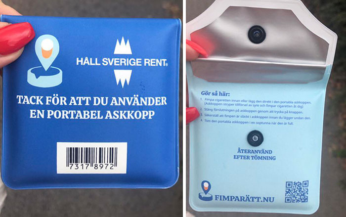 En las gasolineras locales de Suecia, han empezado a vender ceniceros portátiles que se sellan completamente y no desprenden olor para poder minimizar la basura