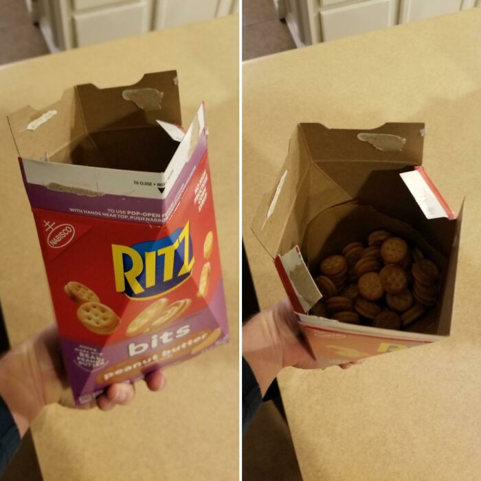 Aplausos para las nuevas cajas de Nabisco, que permiten meter la mano dentro de la caja de galletas de una vez por todas