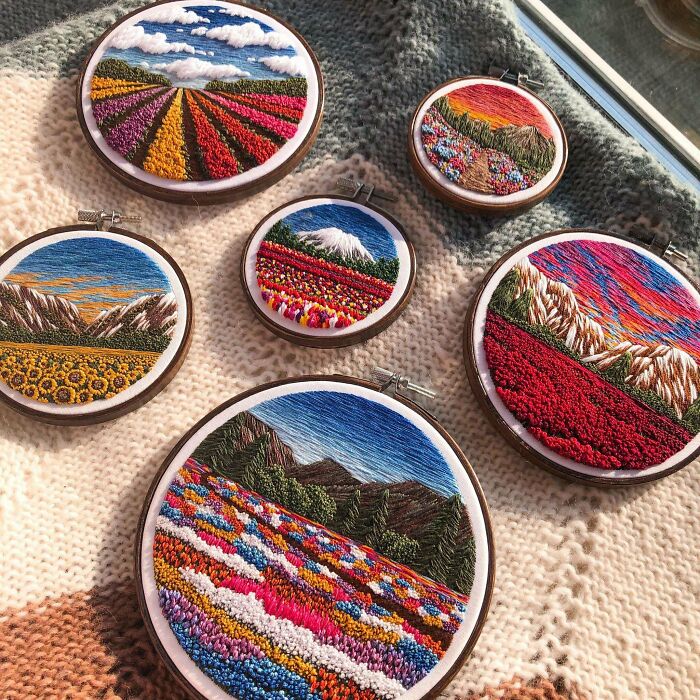 Algunos de mis paisajes favoritos bordados a mano