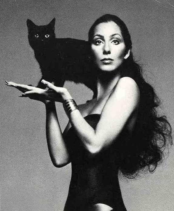 Cher en una sesión de fotos para su álbum Dark Lady de 1974 (por Richard Avedon)