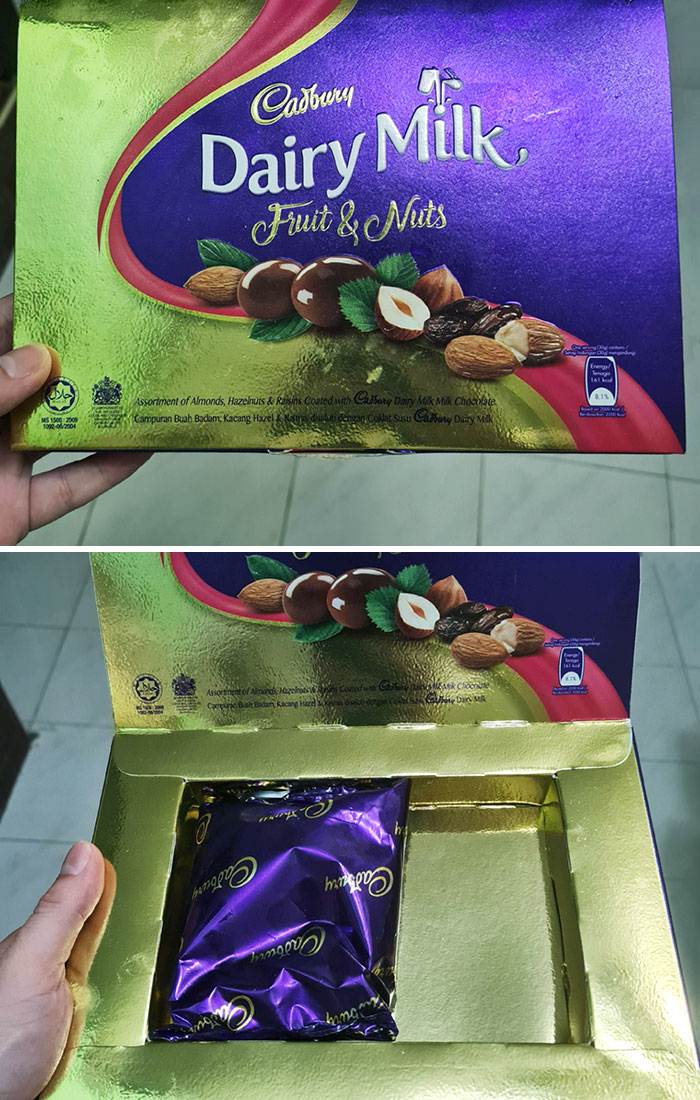 El envase de este chocolate es casi 3 veces más grande que el contenido