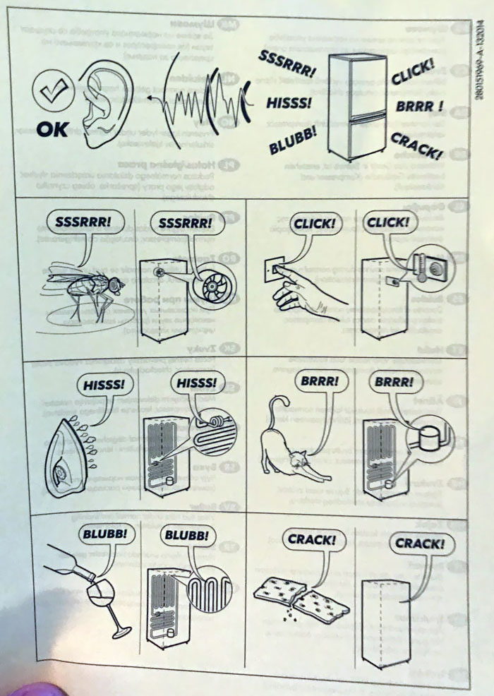 El nuevo refrigerador vino con una explicación sobre los sonidos