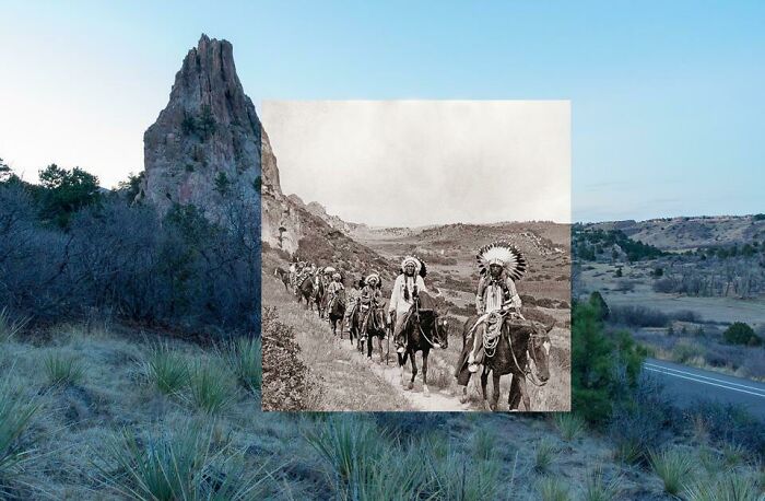 Foto moderna comparada con una de hace más de 100 años en el mismo sitio