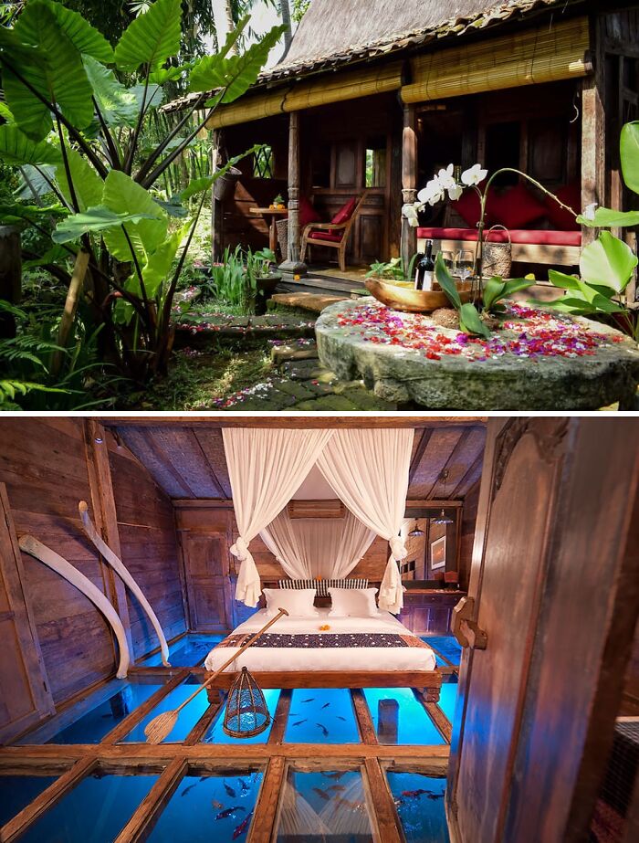 Casa Udang con suelo de cristal, Bali, Indonesia