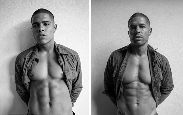 Este fotógrafo de celebridades retrata a modelos masculinos con décadas de diferencia (14 fotos)