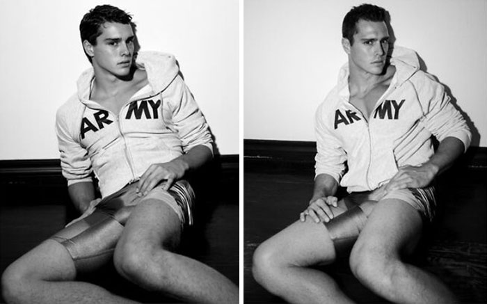 Este fotógrafo de celebridades retrata a modelos masculinos con décadas de diferencia (14 fotos)