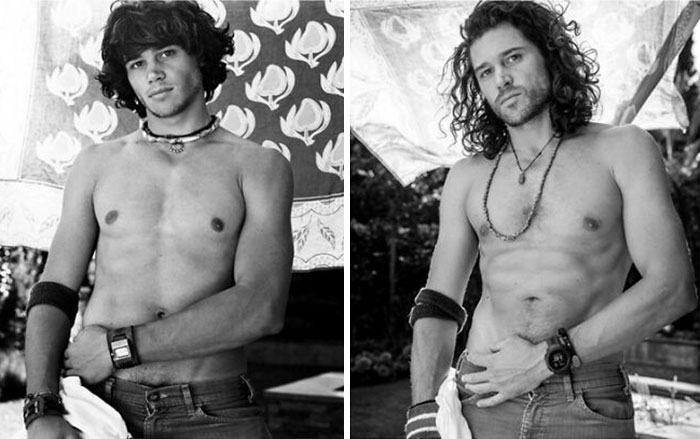 Este fotógrafo de celebridades retrata a modelos masculinos con décadas de diferencia (14 fotos)